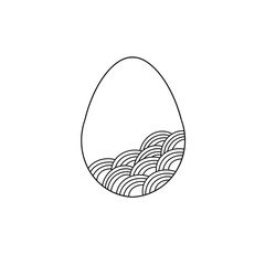 Easter egg in doodle style. Happy easter hand drawn isolated on white background.