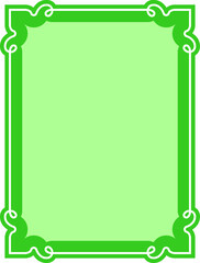 Vector green border frame. Background or book page. Simple rectangular billboard, poster, plaque, card, signboard, sticker, or label 