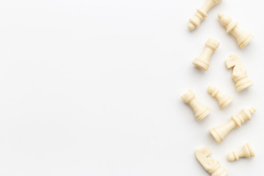 Chess pieces game top view. Chess as business strategy concept