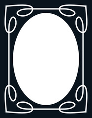 Retro oval photo frame. Vector vintage portrait border 