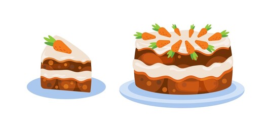 Sweet carrot cake for cakery. Surprise easter cake for party, birhday, social media post.