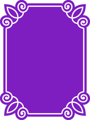 Vector purple pink border frame. Background or book page. Simple rectangular billboard, poster, card, plaque, signboard, sticker, or label