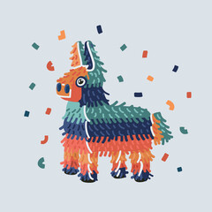 Vector illustration of Pinata lama with sweets for birthday. © iracosma