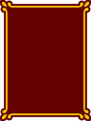 Vector red yellow border frame. Background or book page. Simple rectangular billboard, poster, card, plaque, signboard, sticker, or label 