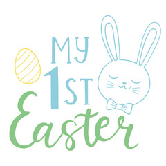 My 1st easter hand lettered quote. Kid Easter print with lettering. My first Easter for boy. Good for posters, textiles, t shirts.