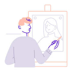 Student in art class