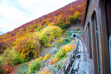 Viaggio in treno in Abruzzo, la transiberiana d'italia, Viaggio tra monti e boschi in autunno, un paesaggio bellissimo
