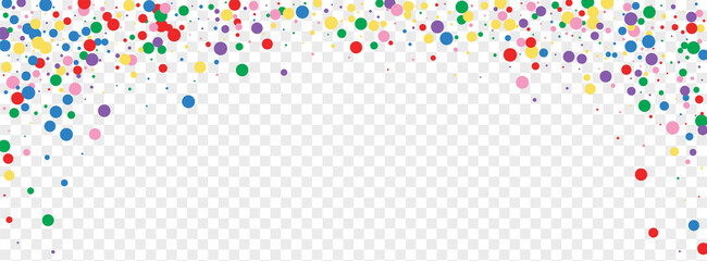 Bright Element Background Transparent Vector. Dot Fiesta Illustration. Multicolored Prize. Rainbow Geometric Wallpaper. Round Abstract Design. © Vlada Balabushka