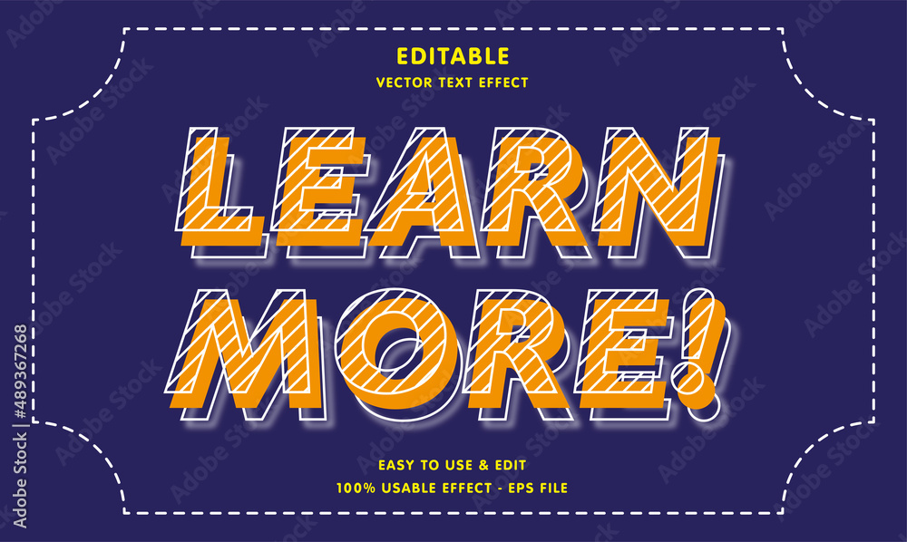 Poster learn more editable text effect with modern and simple style