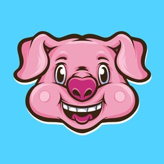 cute pinky pig character logo