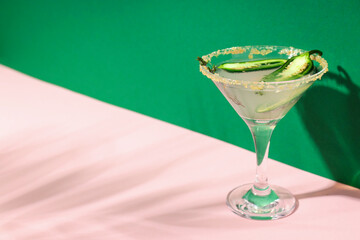 Concept of drink with Jalapeno cocktail, space for text