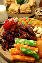Concept of Ramadan Kareem food, close up