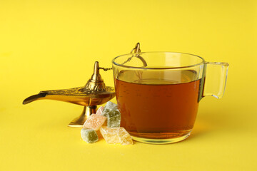 Concept of Ramadan Kareem month, close up