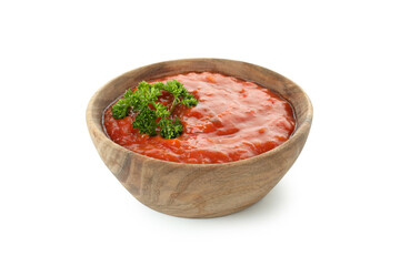 Bowl of adjika isolated on white background