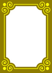 Vector border frame. Background or book page. Simple golden yellow rectangular billboard, poster, card, plaque, signboard, sticker, or label 
