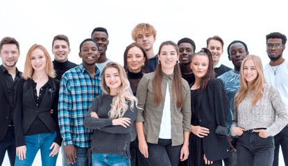 full length . group of diverse young people standing together