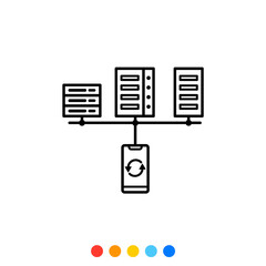 An icon of a Smartphone connected to The server, Vector.