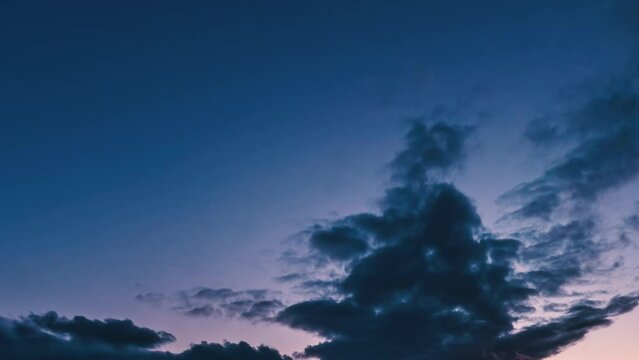 Blue clouds sky background at sunset Time lapse