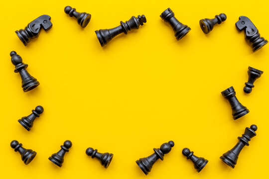 Chess pieces game top view. Chess as business strategy concept