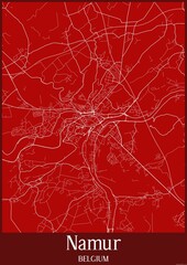 Red Map Namur Belgium 
