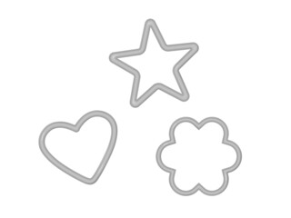 Metal cookie cutters. Heart, star and flower mold.
