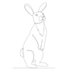 rabbit, hare drawing in one continuous line, isolated vector