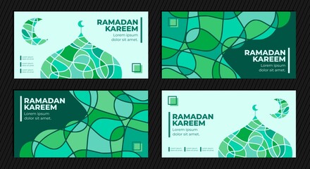 set of abstract geometric ramadan background vector