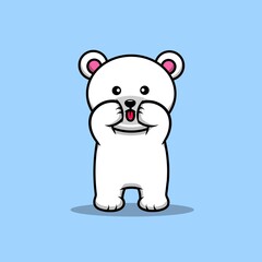 Obraz na płótnie Canvas Cute Polar Bear Annoying Cartoon Vector Icon Illustration. Science Food Icon Concept Isolated Premium Vector. Flat Cartoon Style