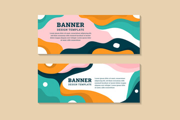 colorful pastel colors liquid abstract banner design. Fluid Vector shaped background. Modern Graphic Template Banner with dot circle pattern for social media and web sites. 