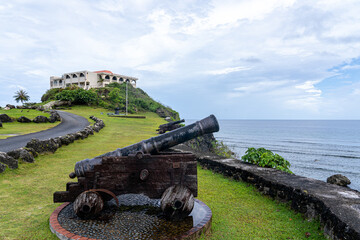 Old cannons pointing to the sea in Guam