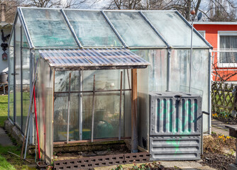 Greenhouse stands in a garden