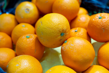 Orange in the super market selling a variety of fresh food.