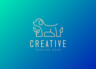 Nature Pet Logo Design Template. Pet Care Icon Line Art Vector