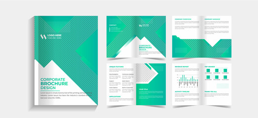 Corporate 8 pages business brochure design template. 8 pages business company profile