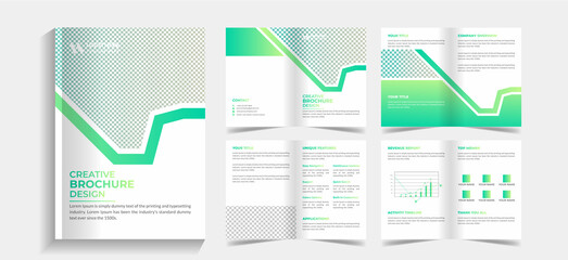 Corporate 8 pages business brochure design template. 8 pages business company profile