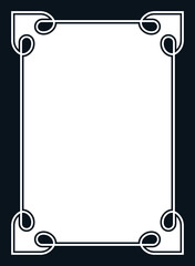 Vector border frame. Background or book page. Simple rectangular billboard, poster, card, plaque, signboard, sticker, or label 