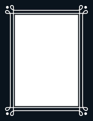 Vector border frame. Background or book page. Simple rectangular billboard, poster, card, plaque, signboard, sticker, or label 