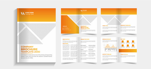 Corporate 8 pages business brochure design template. 8 pages business company profile