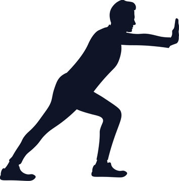 Hombre empujando, avanzando. Negocio en subida,  en crecimiento. Vector sin fondo, fondo transparente