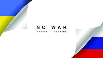 Ukraine VS Russia national flags icon. No war. Abstract Ukraine Russia politics economy relationship conflicts concept. 