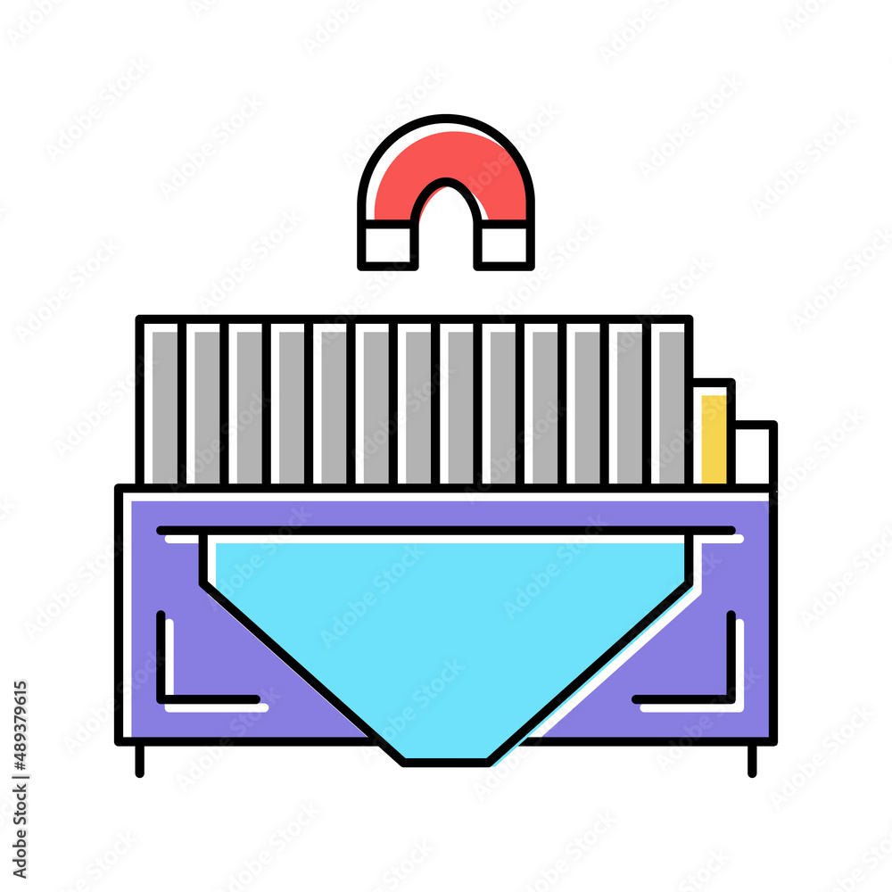 Poster sorting metal garbage machine color icon vector illustration