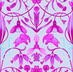 vector seamless ornaments patterns classic with elephants in indian style bright cheerful elegant for wallpaper for surface design