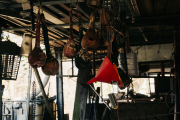 gourds hanging from ceiling