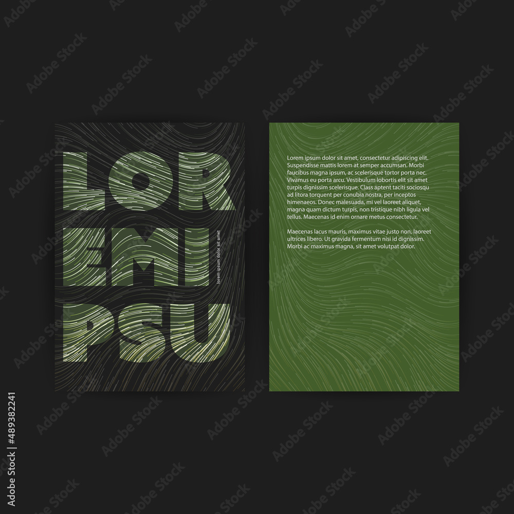 Poster modern style abstract flyer, front and back cover design for your business with dark green digitally