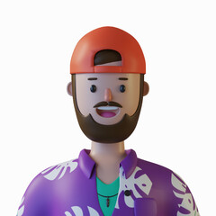 3d cartoon character avatar isolated in 3d rendering