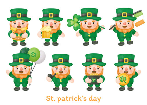 St. Patrick's Day watercolor Clipart, illustration Digital painting