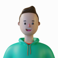 3d cartoon character avatar isolated in 3d rendering