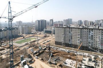 Fototapeta premium construction of houses according to standard and special projects construction of turnkey houses from different materials