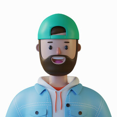 3d cartoon character avatar isolated in 3d rendering