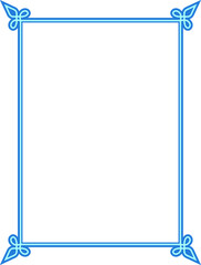 Vector border frame. Blue background or book page. Simple rectangular billboard, poster, card, plaque, signboard, sticker, or label 
